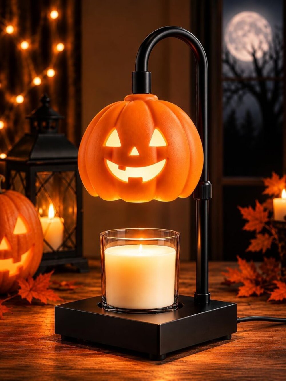New Pumpkin Halloween Candle Warmer Lamp Timer Dimmer Adjustable Height Decor